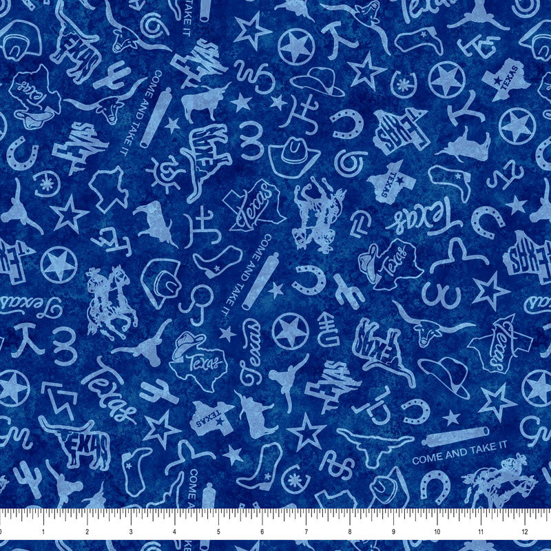 All Texas Shop Hop 2025 - Texas symbols on blue (#30893-navy)