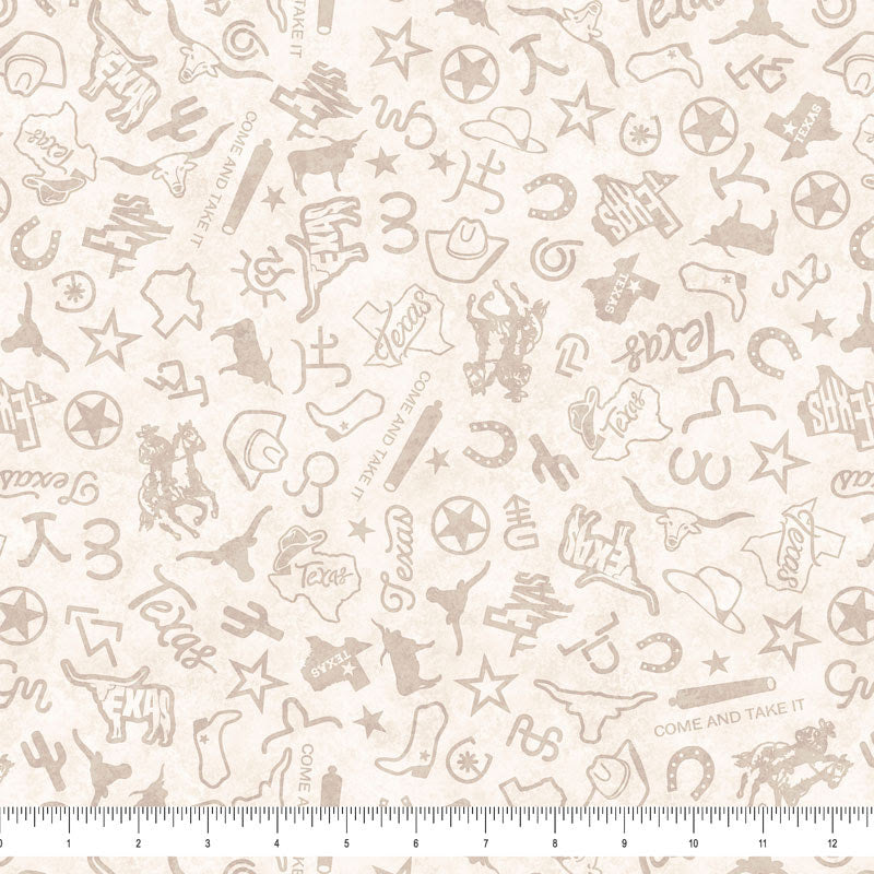 All Texas Shop Hop 2025 - Texas symbols on beige (#30893-beige)