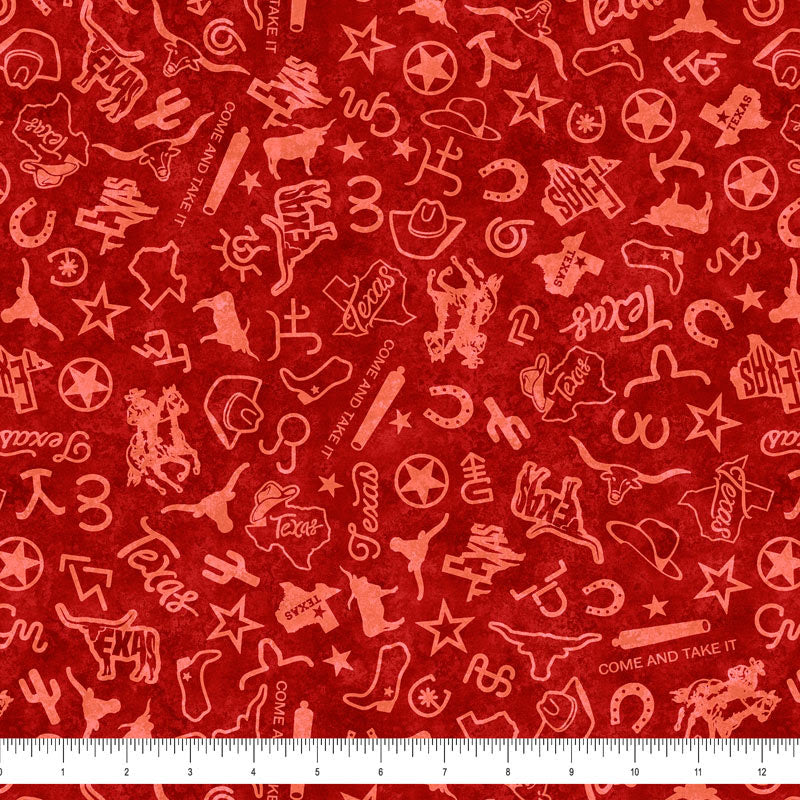 All Texas Shop Hop 2025 - Texas symbols on red (#30893-red)